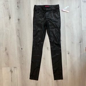 Alice + Olivia, black leather skinny pants, size 0